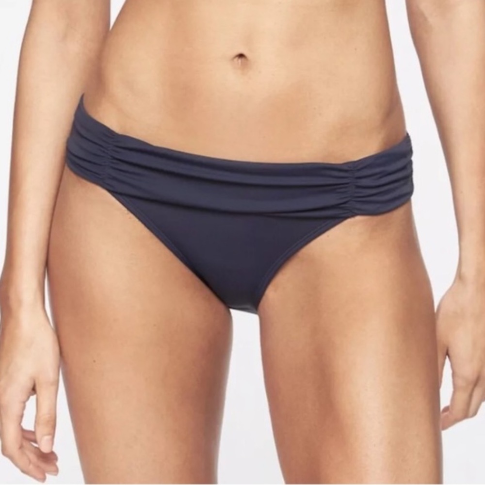 NWT Athleta Highdive Gather Bikini Bottom-Navy-M